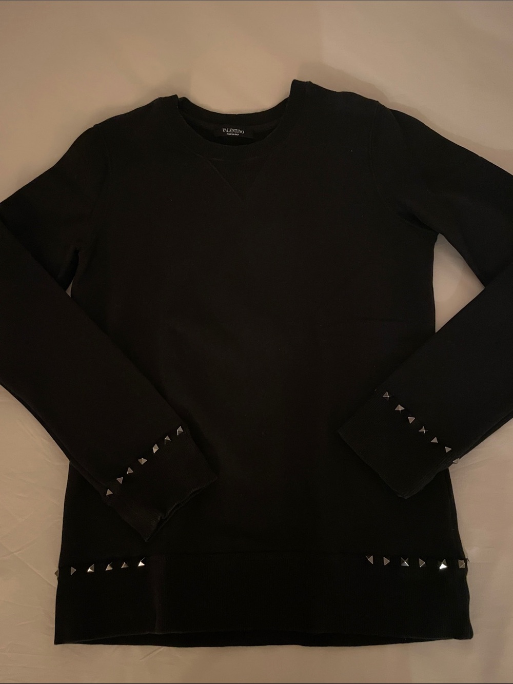 Valentino Black Crewneck Sweater with Rock Stud Accents Womens Size Small